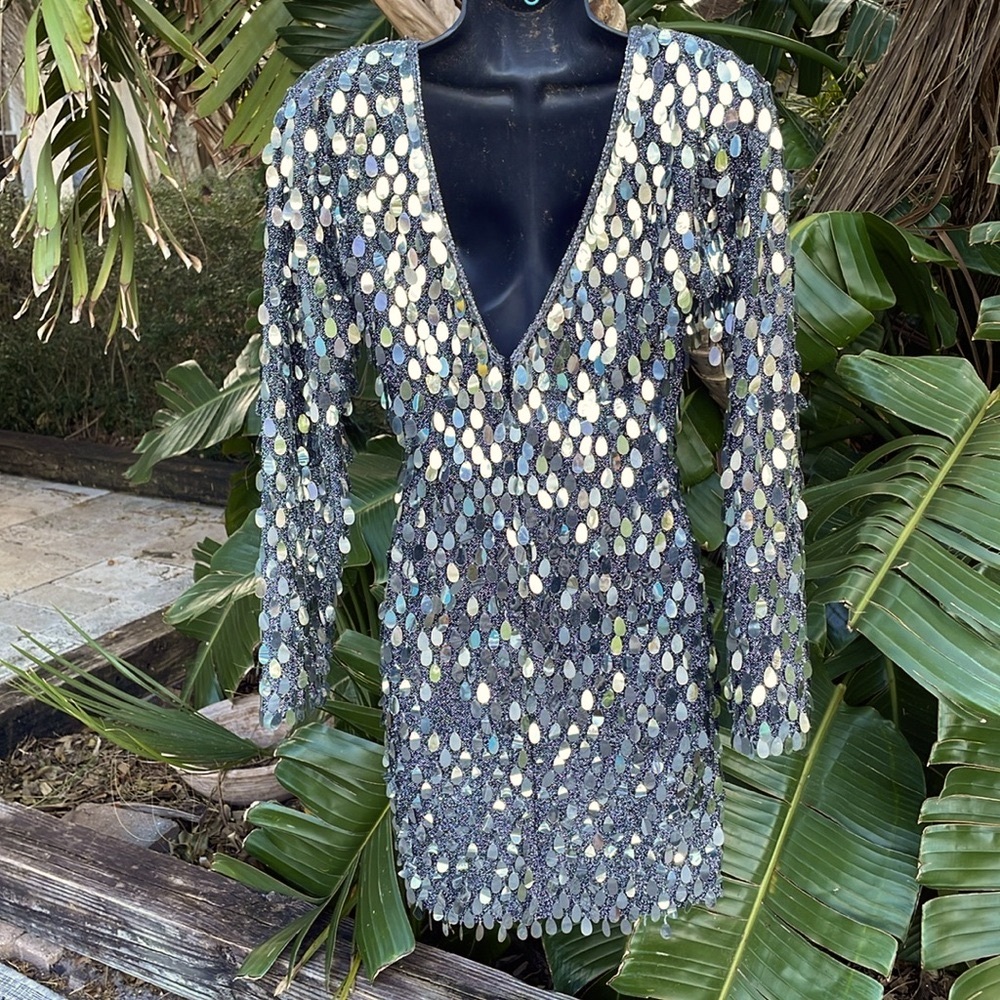 vintage Nightline pallet sequin metallic semi sheer dress - Picture 7 of 14